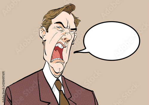 Screaming man. Angry boss. Annoyed politician. Angry man. Fury man.