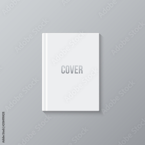 Book cover mock up. Vector white book isolated on gray background.