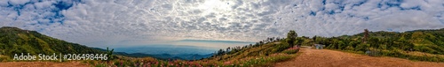beautiful row of  mountains and hills in the evening