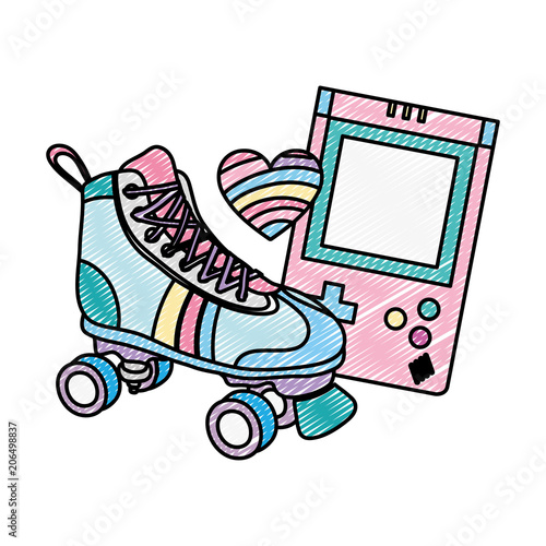 doodle roller skate with electronic game and heart style