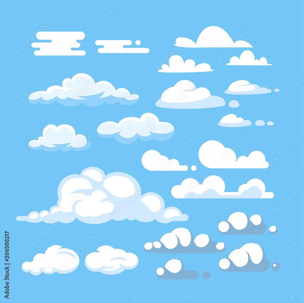 Cartoon cloud vector set - obrazy, fototapety, plakaty 