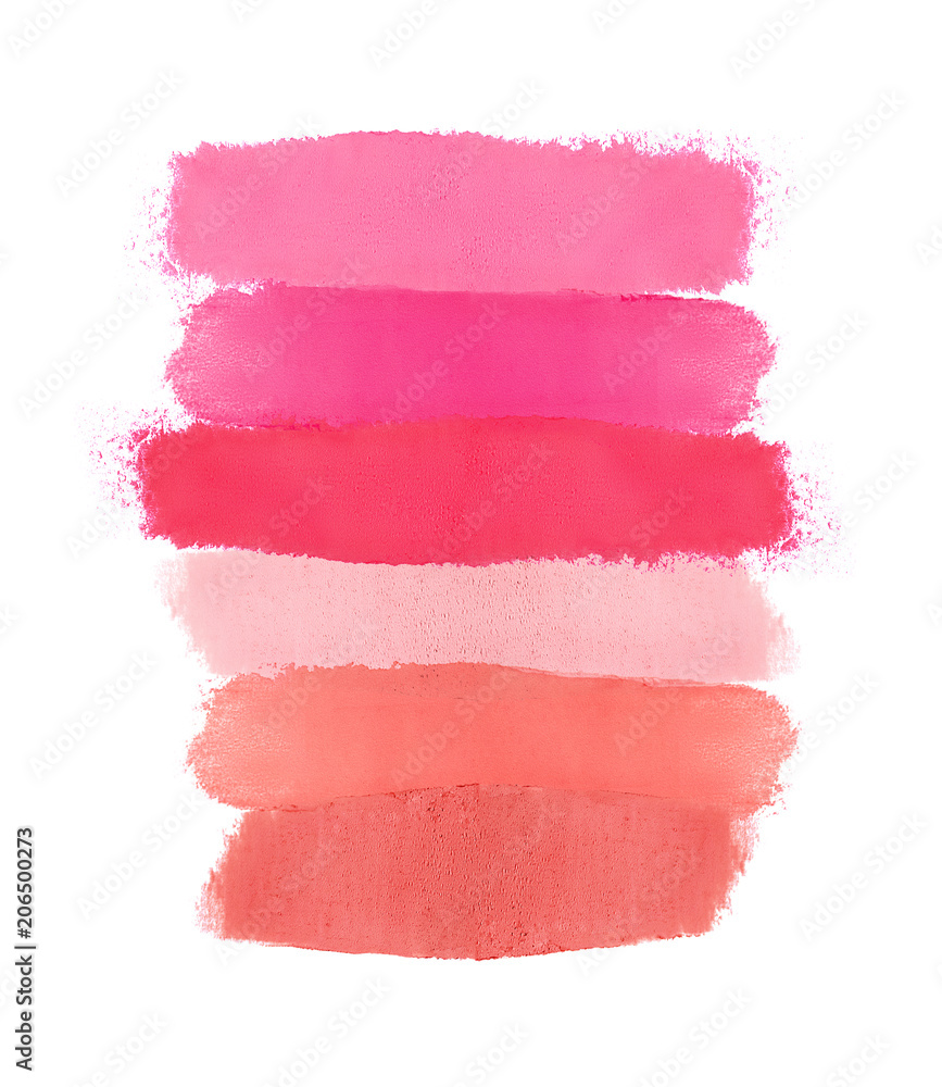 Colorful Lipstick Makeup Smudges On White Background