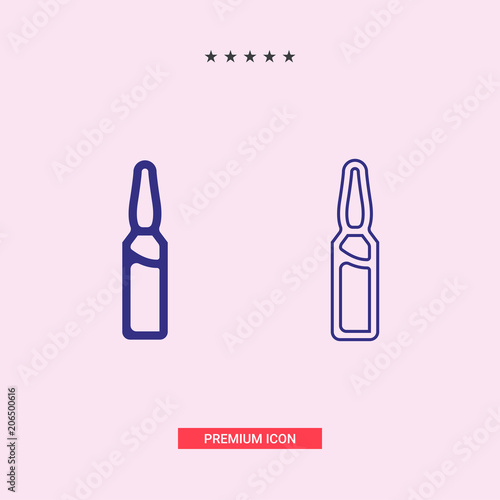 Medical ampoule sign. Vector. Blackish icon with golden stars at grayish background.