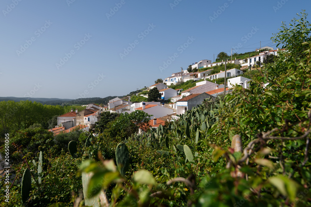 Panoramic view of Aljezur town in Algarve, Portugal.