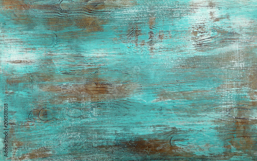 Grunge blue painted antique wooden background