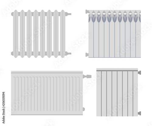 Heating radiator set. Isolated on white background. Vector illustration.