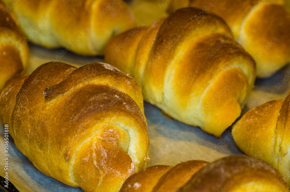 Homemade croissants with sweet filling Homemade croissants with sweet filling