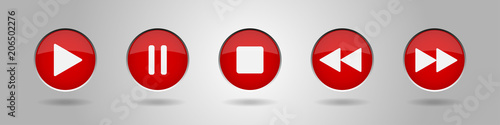 red music control buttons set