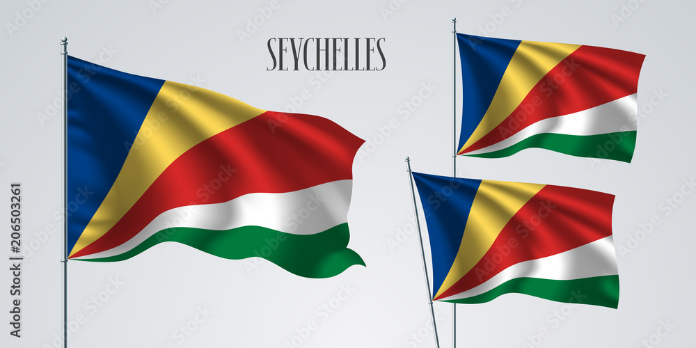 Seychelles waving flag set of vector illustration Seychelles waving flag set of vector illustration