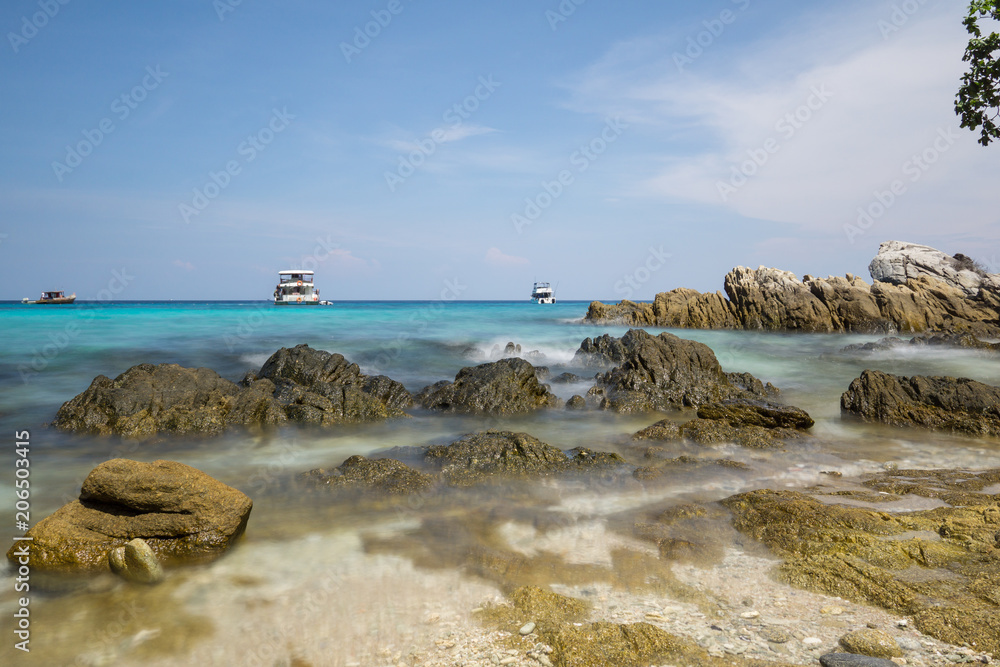Racha Island in Phuket, Thailand. The most beautiful island in Phuket, amazing landscape and crystal sea water was attracted so many tourist to visit here. Racha Island in Phuket, Thailand. The most beautiful island in Phuket, amazing landscape and crystal sea water was attracted so many tourist to visit here.