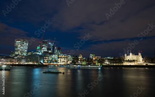 The City of London with the Tower of London at night
