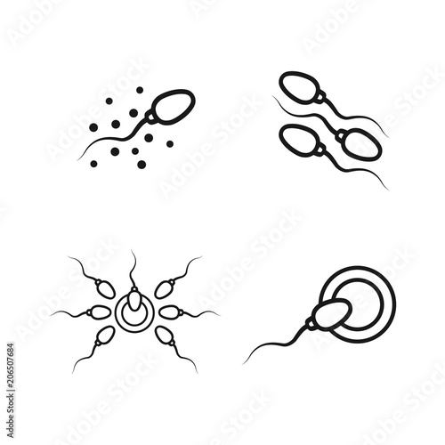 Set of sperm icons. Concept 
process of fertilization.