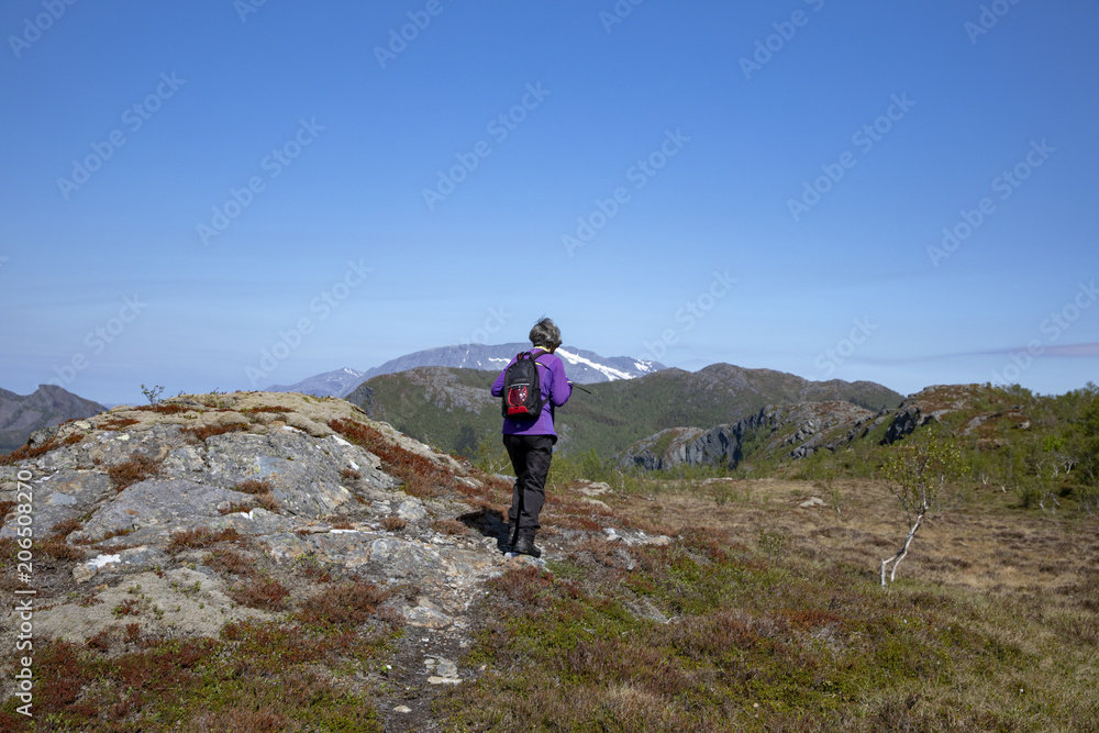 On a trip to the mountain Kaukarpallen in great weather Bronnoy county Northern Norway	