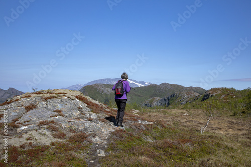 On a trip to the mountain Kaukarpallen in great weather Bronnoy county Northern Norway 
