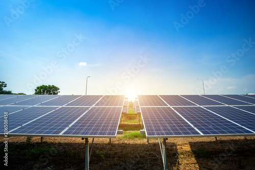 Solar panel on blue sky background, Alternative energy concept,Clean energy,Green energy.
