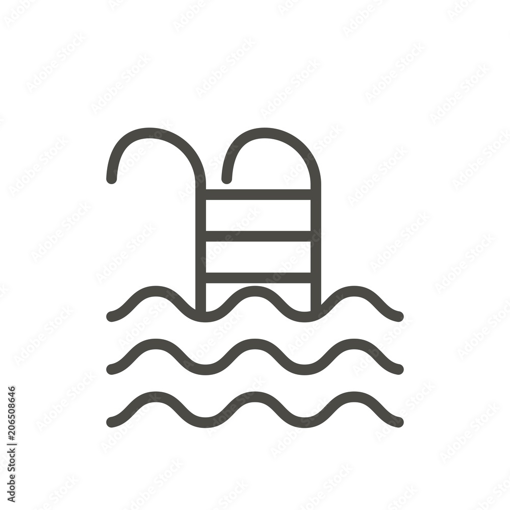 Swimming pool icon vector. Line swim symbol isolated. Trendy flat outline ui sign design. Thin linear graphic pictogram for web site, mobile app. Logo illustration. Eps10 Swimming pool icon vector. Line swim symbol isolated. Trendy flat outline ui sign design. Thin linear graphic pictogram for web site, mobile app. Logo illustration. Eps10