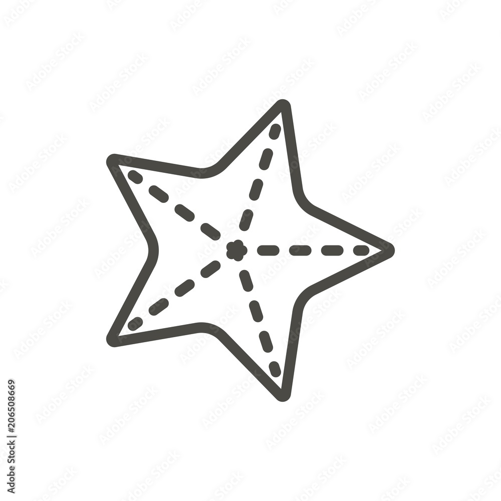 Starfish icon vector. Line sea star symbol isolated. Trendy flat outline ui sign design. Thin linear graphic pictogram for web site, mobile app. Logo illustration. Eps10 Starfish icon vector. Line sea star symbol isolated. Trendy flat outline ui sign design. Thin linear graphic pictogram for web site, mobile app. Logo illustration. Eps10