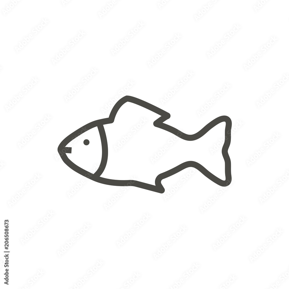 Fish line icon set. Such icons include thin, thick and silhouette fish icon  set. Editable line. Fish icon. Fish logo template. Creative vector symbol  of fishing club or online web shop. 7036817