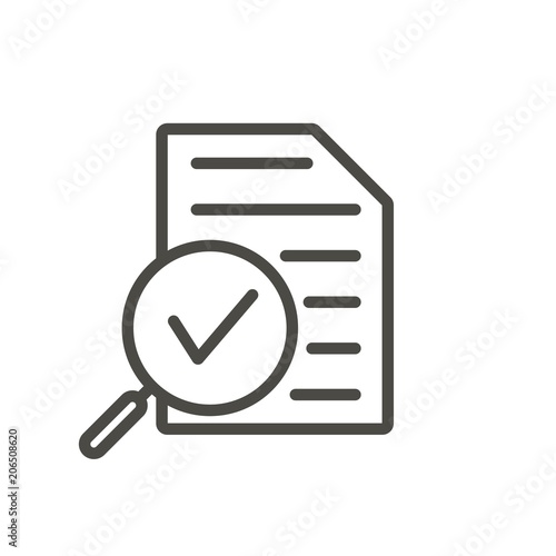 Review icon vector. Line research symbol isolated. Trendy flat outline ui sign design. Thin linear review graphic pictogram for web site, mobile application. Logo audit illustration. Eps10 photo