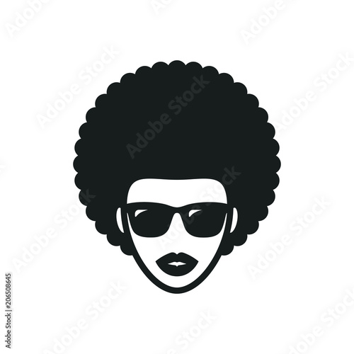 Funky woman in sunglasses with Afro hair