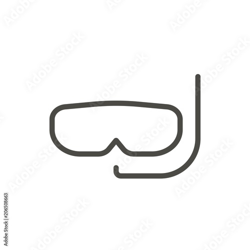 Diving mask icon vector. Line swimm activity symbol isolated. Trendy flat outline ui sign design. Thin linear graphic pictogram for web site, mobile app. Logo illustration. Eps10