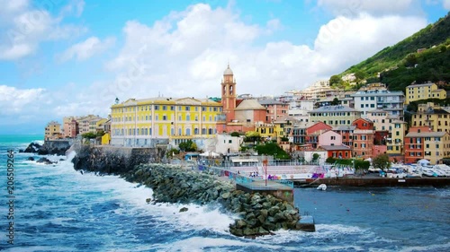 colourful italian riviera landscapes of Genova Nervi Porticciolo - Liguria city - Italy