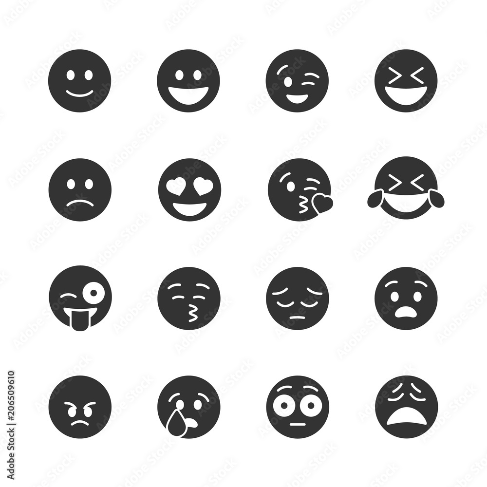 Vector image of set of emoticons icons. Vector image of set of emoticons icons.