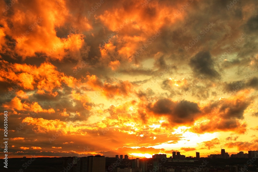 sunset orange clouds