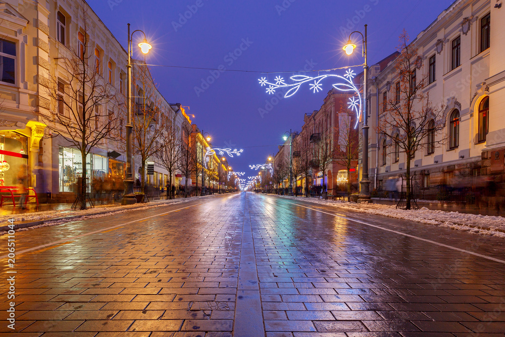 Vilnius. Prospect Gedemin at night.