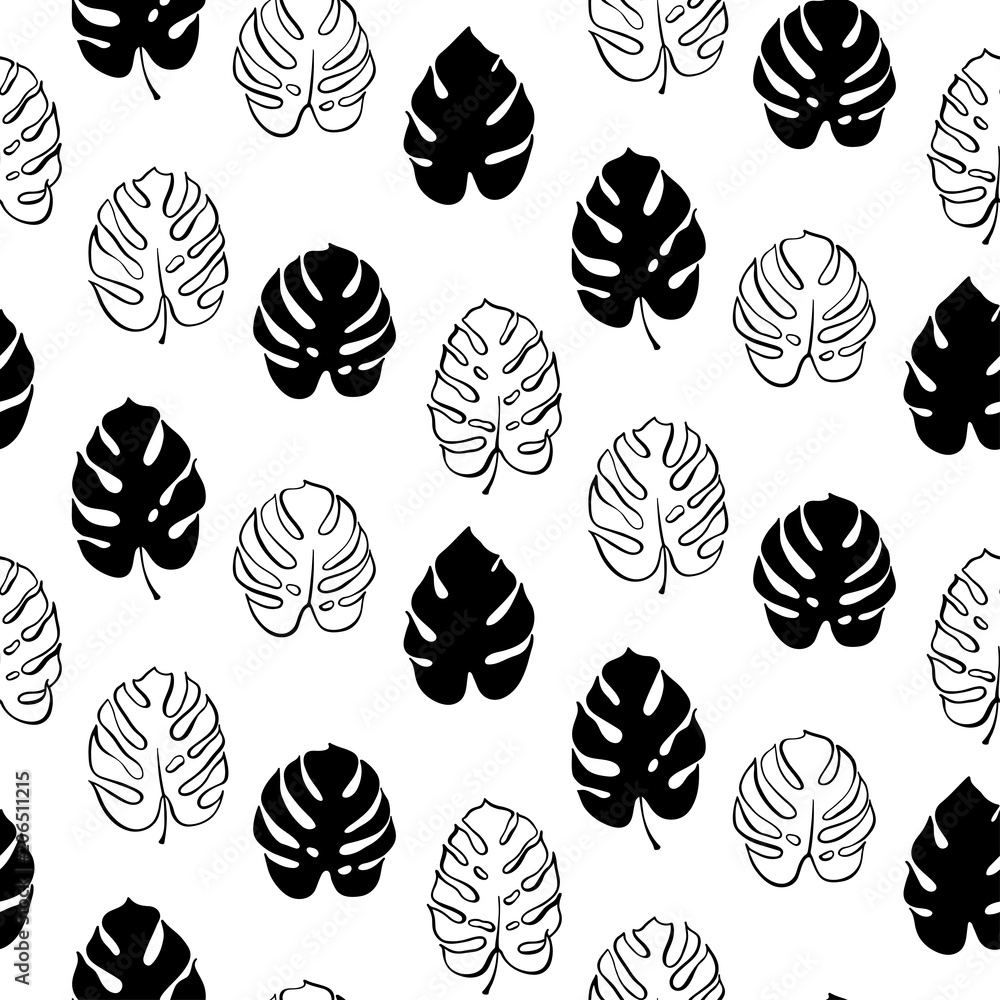 Vector botanical illustration of monstera leaf Vector botanical illustration of monstera leaf