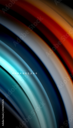 Abstract wave lines fluid rainbow style color stripes on black background © antishock