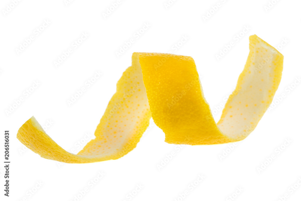 Lemon peel isolated on white background - obrazy, fototapety, plakaty 
