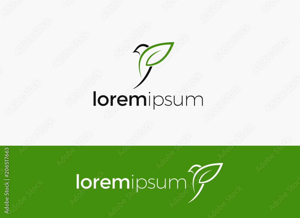 bird leaf logo vector icon template download line art outline Stock ...
