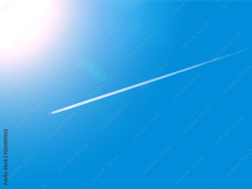 long contrail cloud of smoke from jet engine long contrail cloud of smoke from jet engine