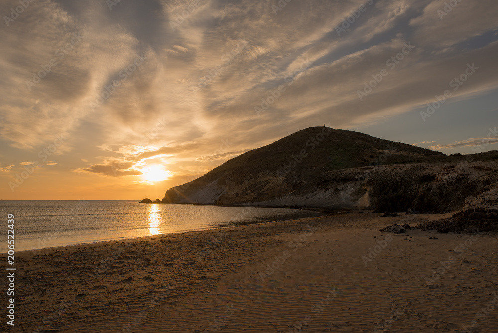 Obraz premium Sunrise on the beach of the Genoveses of Cabo de Gata