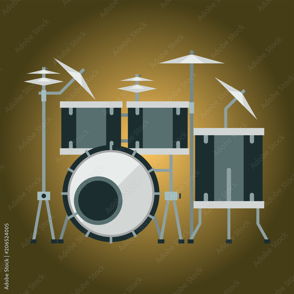 Musical vector drum kit wood rhythm instrument series set of percussion ...