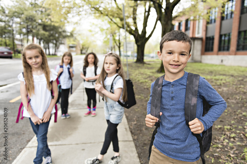 A Group of students outside at school standing together