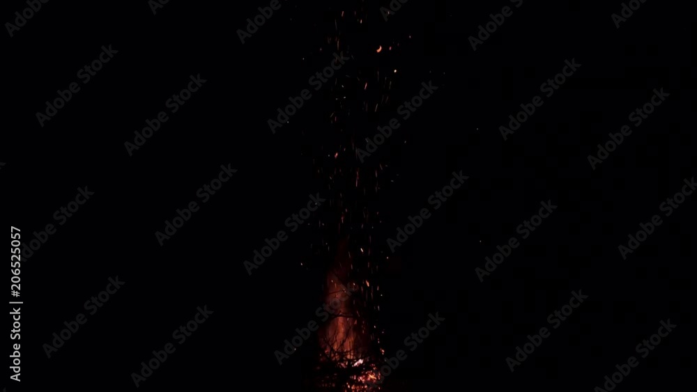 Fireplace with sparks in dark mountains - 4K Fireplace with sparks in dark mountains - 4K