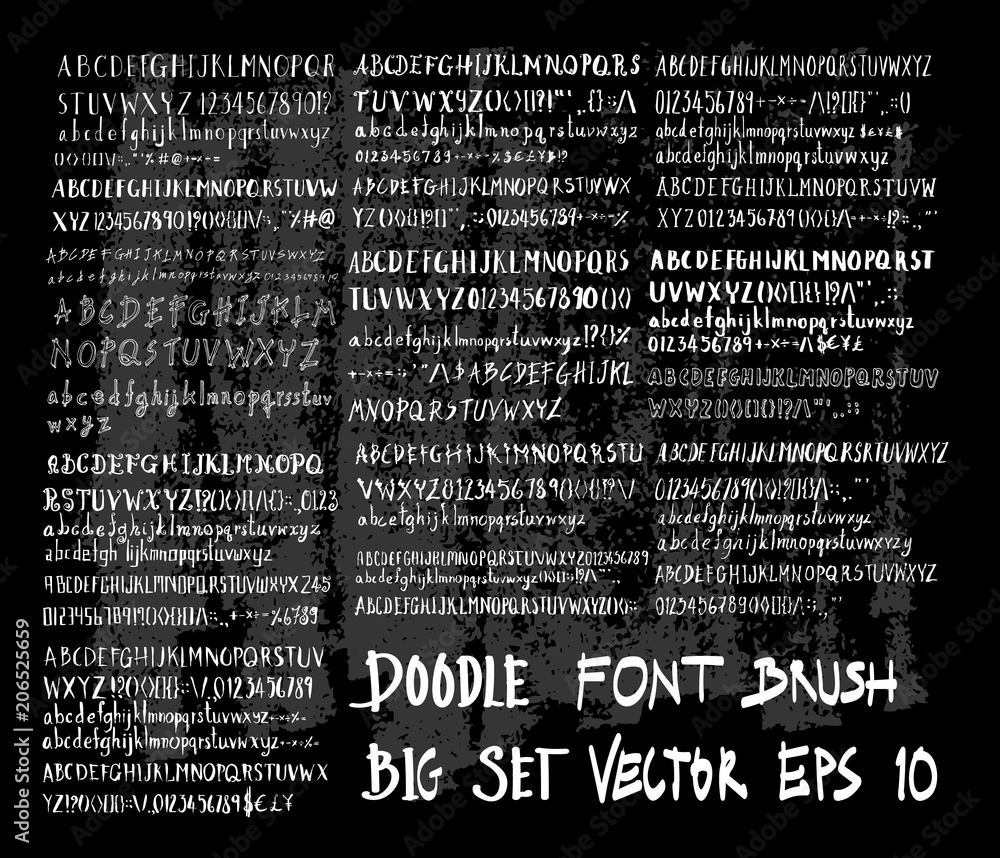 Fototapeta premium Hand drawn Sketch doodle vector font set on Chalkboard eps10