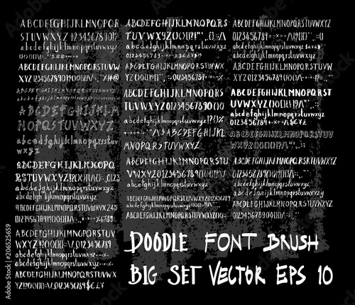 Hand drawn Sketch doodle vector font set on Chalkboard eps10