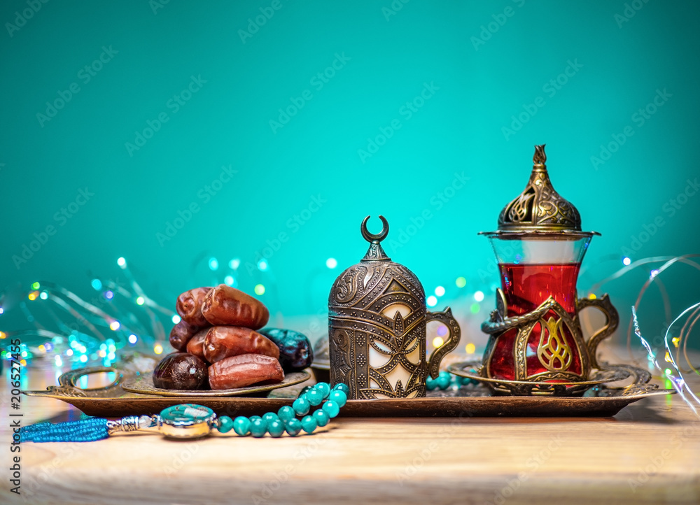 close up shot on dates, sweet dried fruits on wooden background,