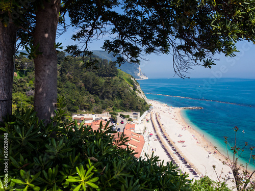 The wonderful beach of Numana, mount Conero, Italy.