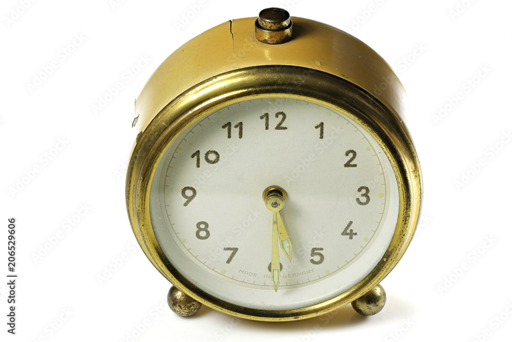 vintage alarm clock ringing at 5:30 isolated on white background Photos |  Adobe Stock