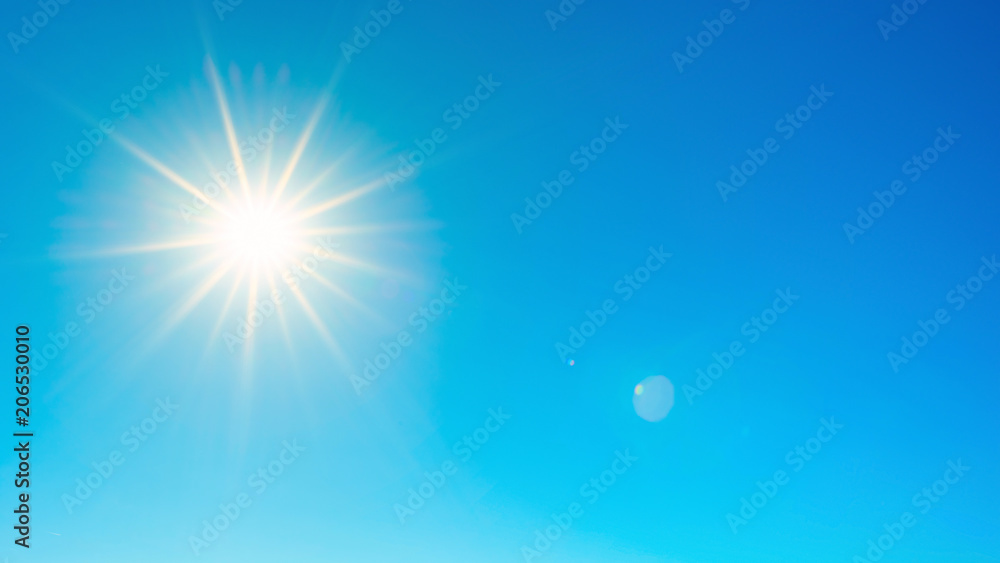 Summer background, wonderful blue sky with bright sun Summer background, wonderful blue sky with bright sun