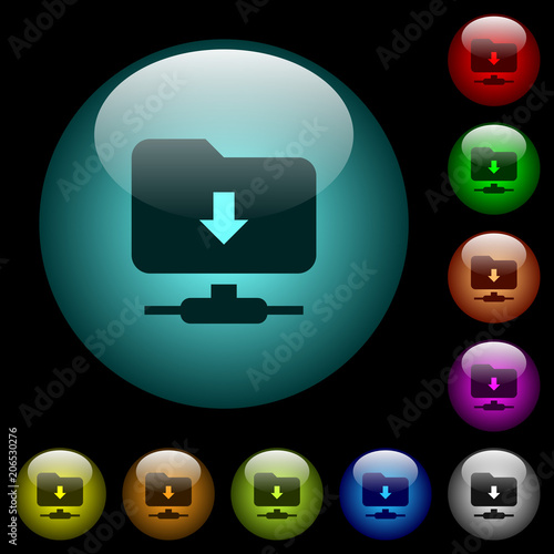 FTP navigate down icons in color illuminated glass buttons