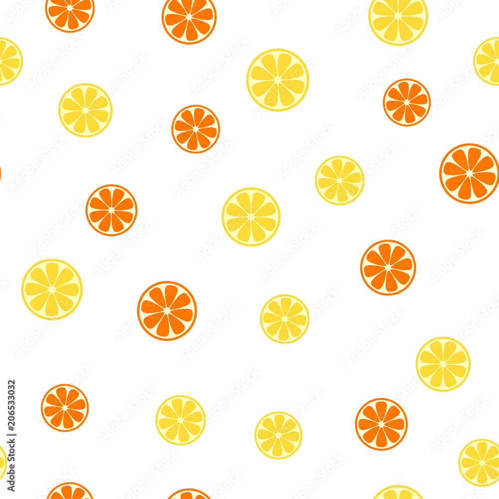 Seamless pattern with lemon and orange slice