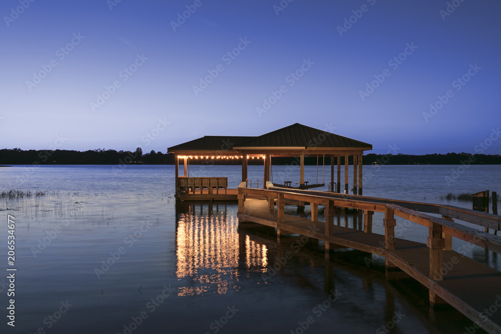 Wooden Boat Dock at Twilight 