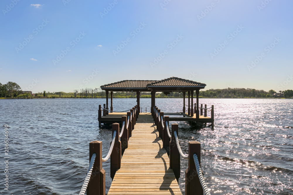 Lakeside Boatdock on a Cloudless Summers Day Lakeside Boatdock on a Cloudless Summers Day