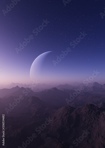 Fototapeta Naklejka Na Ścianę i Meble -  3d rendered Space Art: Alien Planet - A Fantasy Landscape