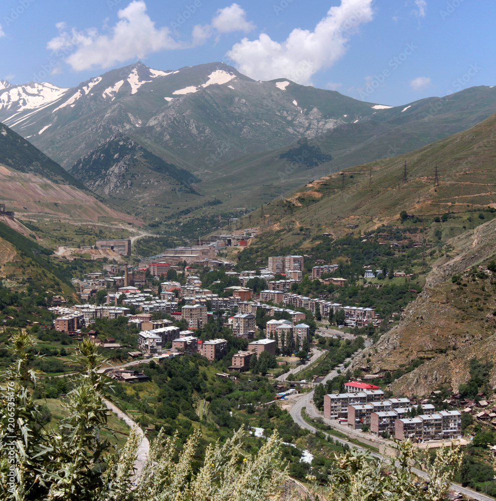 The city of Kajaran in the Armenian Mountains